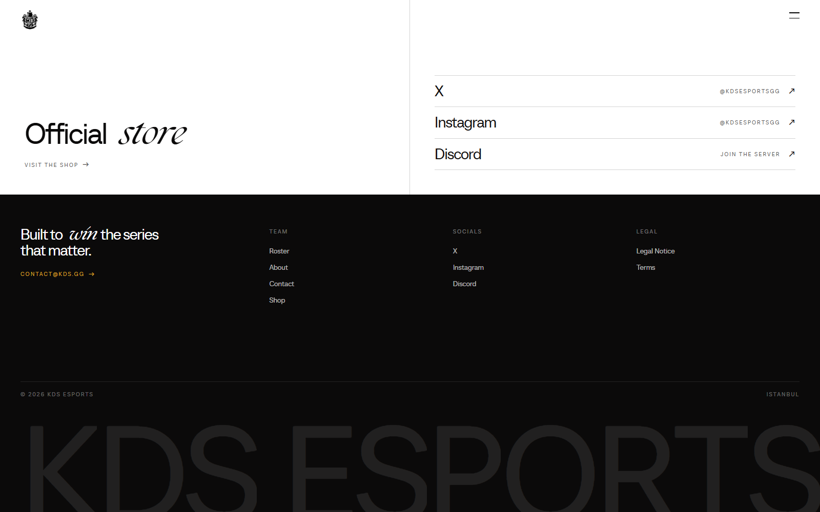Store, socials and the footer